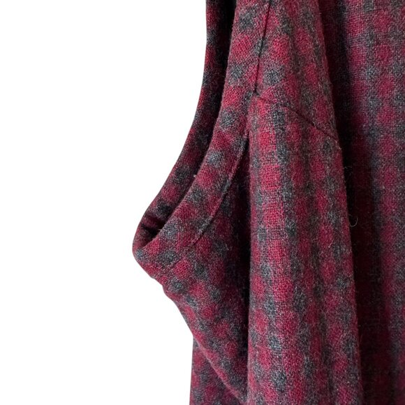 Eddie Bauer Wrap Maxi Dress V Neck Fringe Hem Plaid Sleeveless Lined Wool Blend - Picture 12 of 16